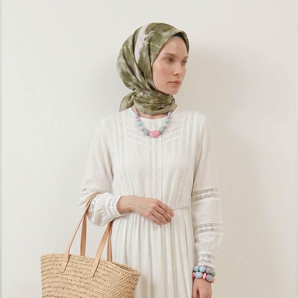 6282 - Naturel Desenli Eşarp