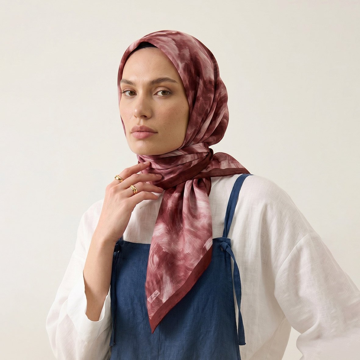 6281 - Naturel Desenli Eşarp