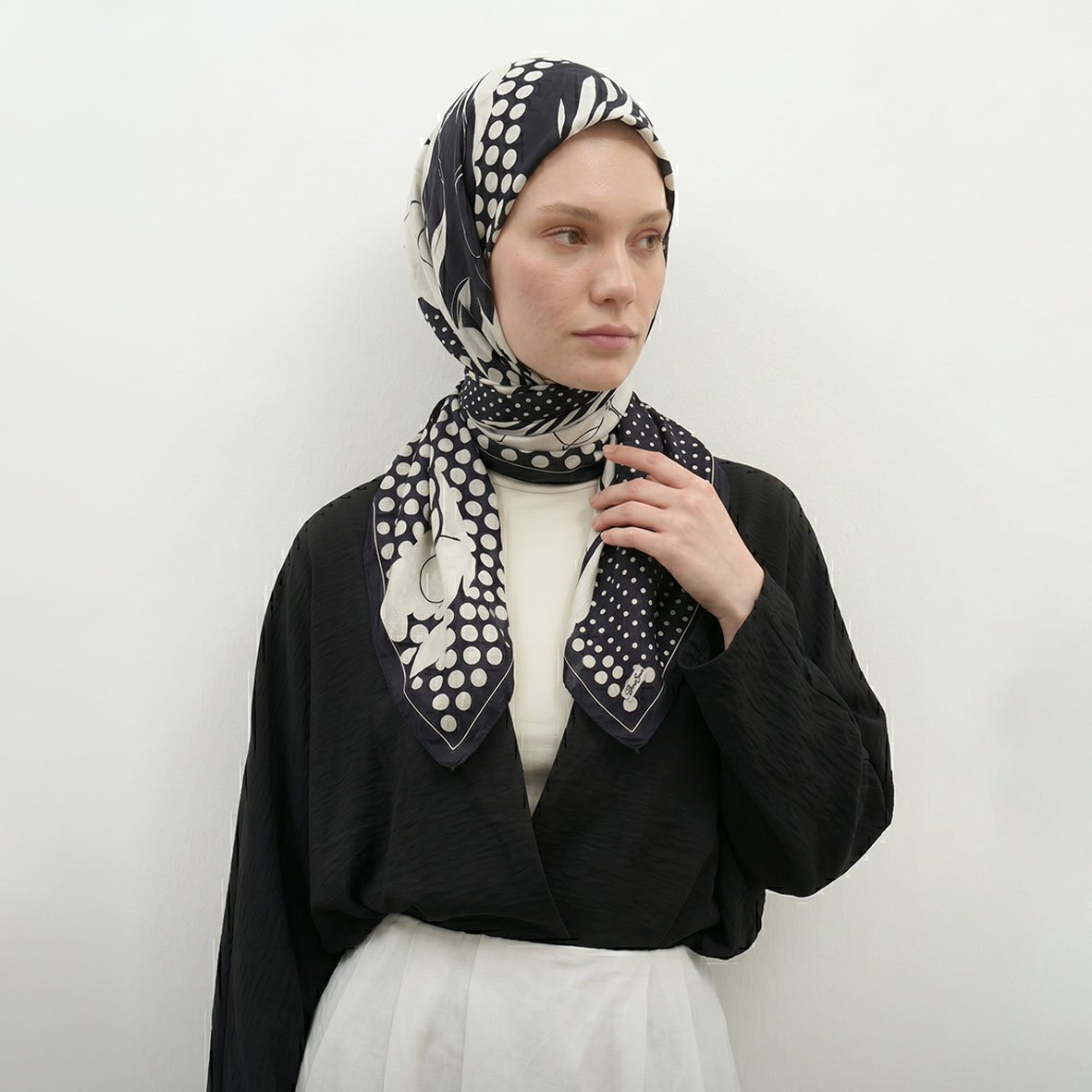 6264 - Naturel Desenli Eşarp