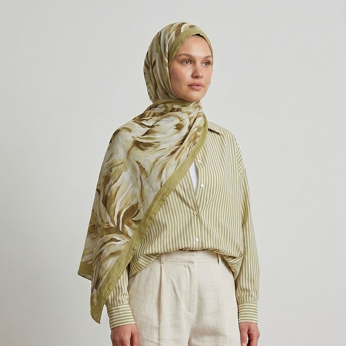 6318 - Bambu Kraş Baskılı Şal