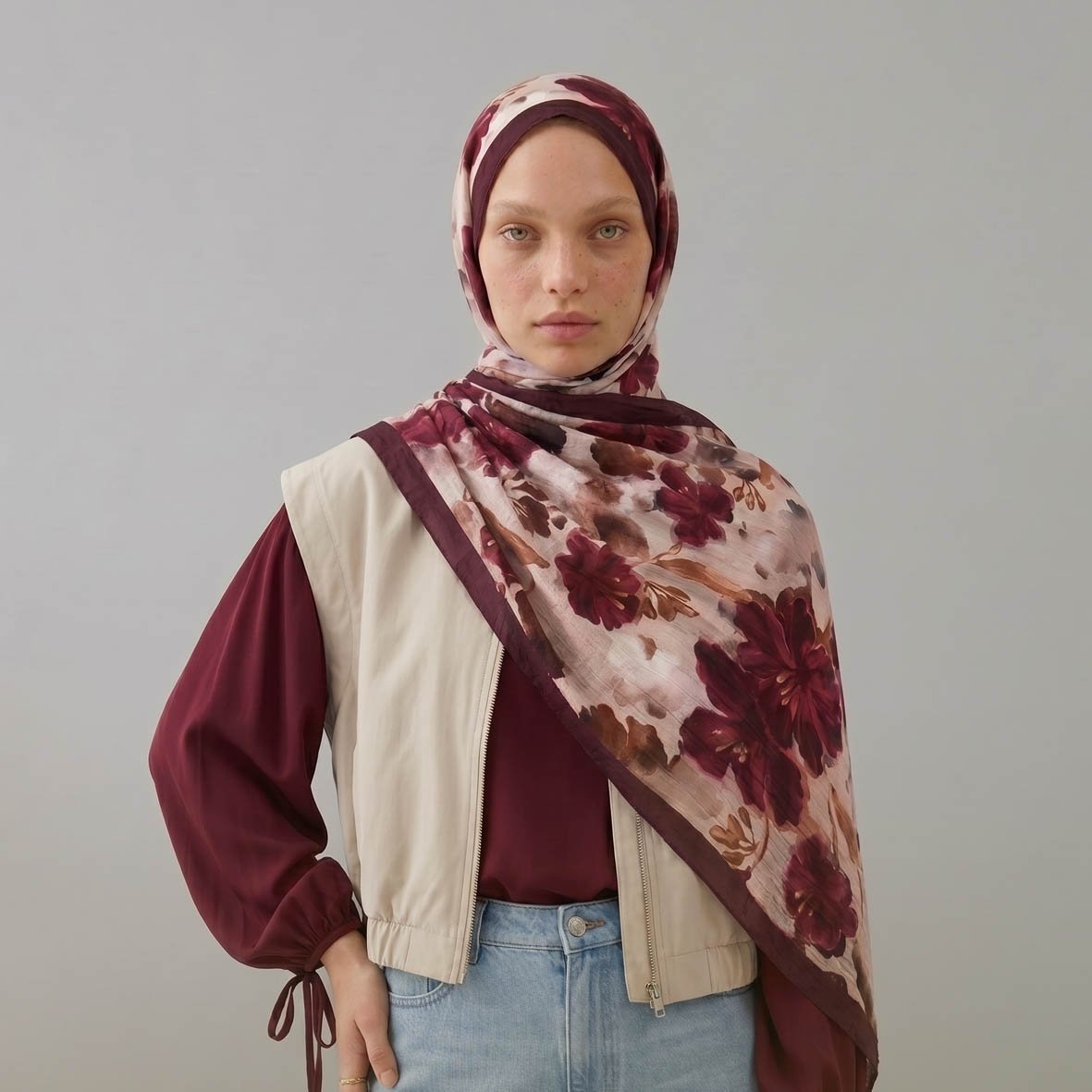 6358 - Bambu Kraş Baskılı Şal